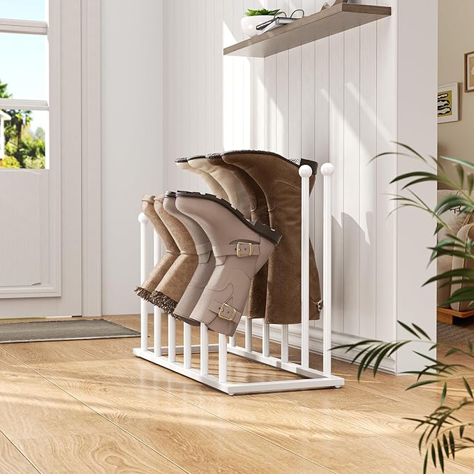pickpiff Boot Rack Organizer Tall Boots, White Boot Storage Organizer Tall Boots for Closet, Entryway, Garage, Porch, Free Standing Shoe Racks for 6 Pairs
