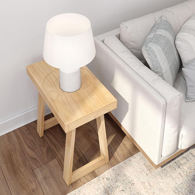 Plank+Beam Classic Rectangular Side Table, 25", Slim Side Table for Living Room, Narrow Nightstand for Small Spaces, Wood End Table for Bedroom, Blonde Wirebrush