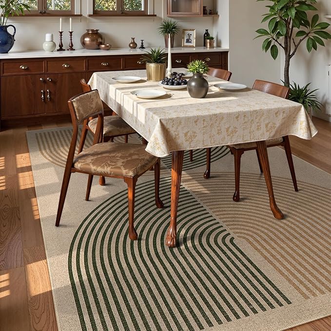 Lahome Modern Rainbow Easy Jute Rug, 8x10 Living Room Rug Indoor Outdoor Patio Rug Farmhouse Large Area Rug, Contemporary Non Slip Non Shedding Carpet for Bedroom Backyard Dining Room