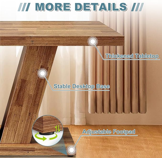 Dining Table for 4-6, 47" Farmhouse Dinner Table with with Wooden Tabletop and Heavy Duty Pedestal Wooden Rectangular Kitchen Tables for Dining Room, Kitchen, Living Room, Walnut Brown