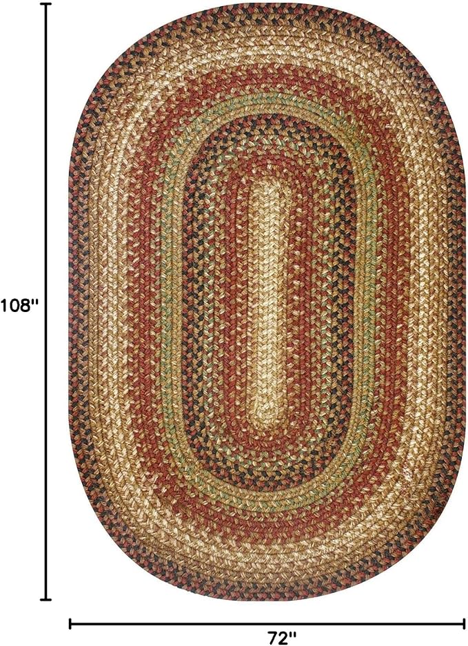 Homespice Gingerbread Jute Brown 6x9' Oval Braided Rugs for Living Room, Bedroom Rug and Dining Room. Pet Friendly. Decor Styles- Farmhouse Rug, Rustic, Vintage, Cottage, Primitive, Country, Boho Rug