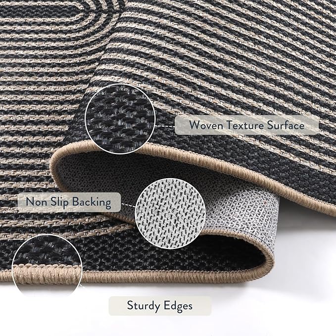 Lahome Rainbow Outdoor Mats for Front Door, 2x3 Small Washable Kitchen Rugs, Farmhouse Neutral Throw Rug Non Slip Non Shedding Indoor Outdoor Carpet for Entryway Foyer