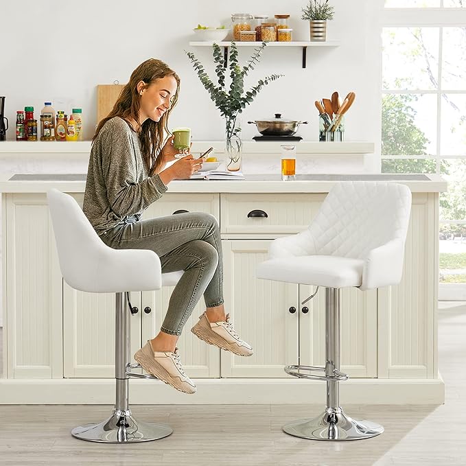 VECELO Adjustable Bar Stools Set of 2, Bar Height Stools for Kitchen Counter