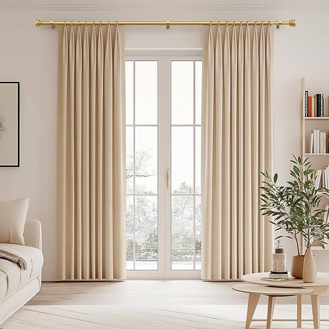 2 Pack Modern Gold Curtain Rods for Windows 66 to 120 Inches Adjustable Heavy Duty 1" Diameter Brass Window Curtain Rod with Solid Metal Finials for Outdoor Farmhouse Bedroom Kitchen Living Room