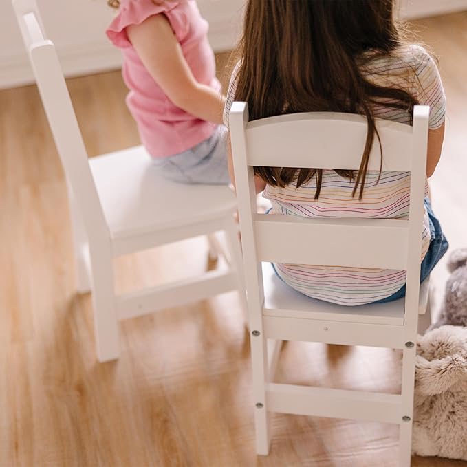 Melissa & Doug Wooden Chairs, Set of 2 - White Furniture for Playroom