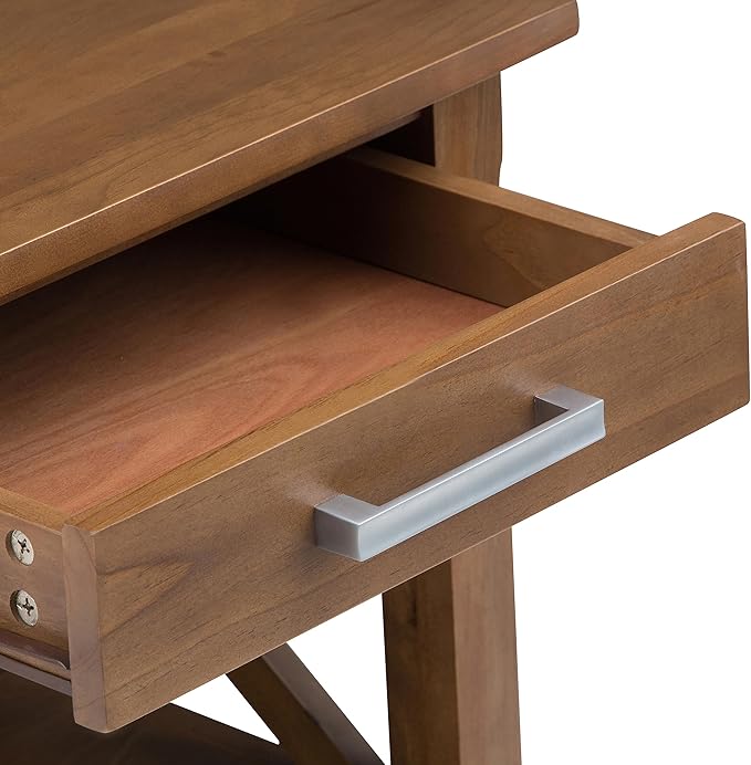 SIMPLIHOME Kitchener SOLID WOOD 21 inch Wide Square Contemporary End Side Table in Medium Saddle Brown for the Living Room and Bedroom
