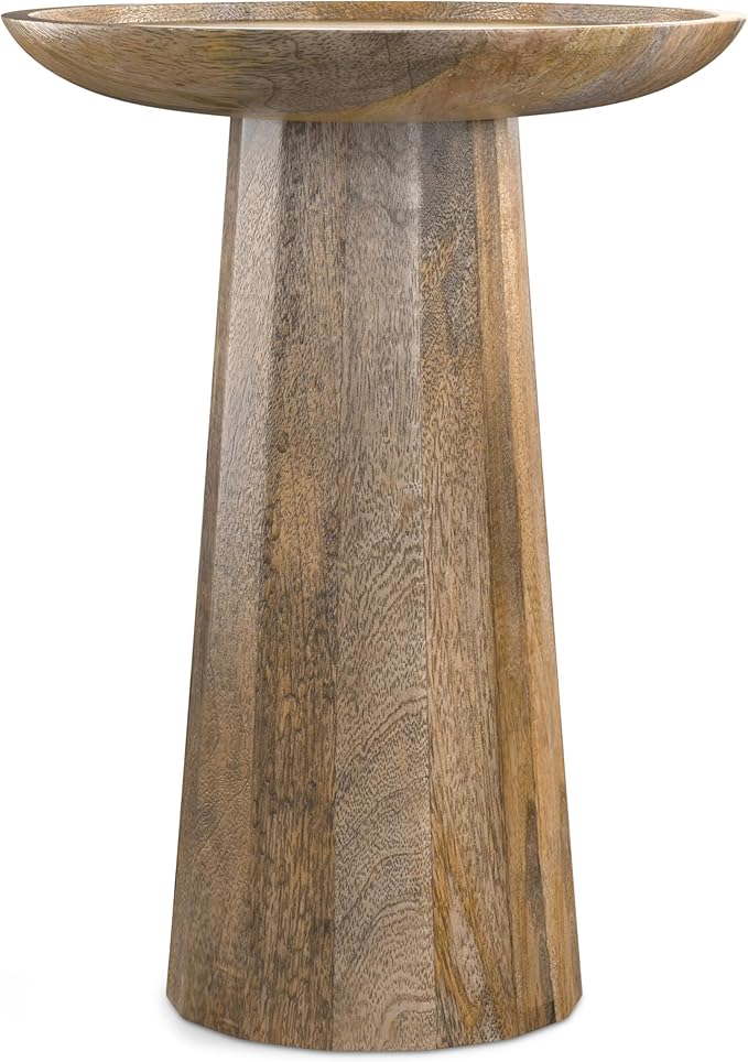 SIMPLIHOME Dayton Solid Mango Wood 13 Inch Wide Round Contemporary Wooden Accent Table in Natural, Fully Assembled, for The Living Room and Bedroom