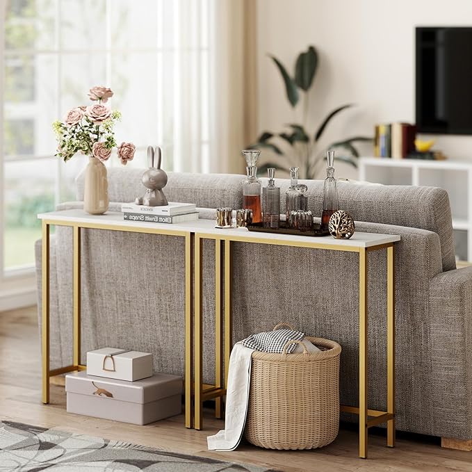 HollyHOME Narrow Hallway Table, 29.5" Small Console Stand, Slim Entryway Table, Sofa Desk, for Hallway, Bedroom, Living Room, Foyer, Rock Texture