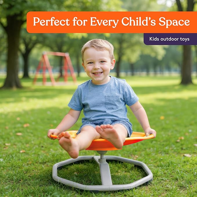 Special Supplies Spinning Chair for Kids- Versatile Kids Sit and Spin Sensory Chair for Training Body Coordination - Sensory Swivel Chair for Playroom, Bedroom, or Nursery (Orange)