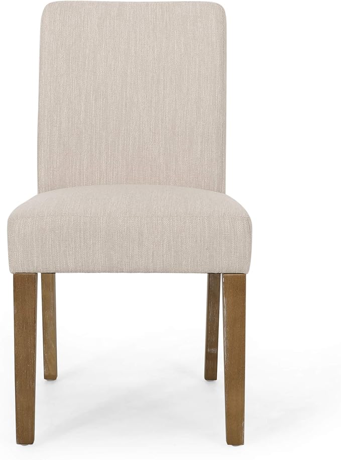 Christopher Knight Home Kuna Contemporary Upholstered Dining Chair (Set of 2), Beige + Weathered Brown