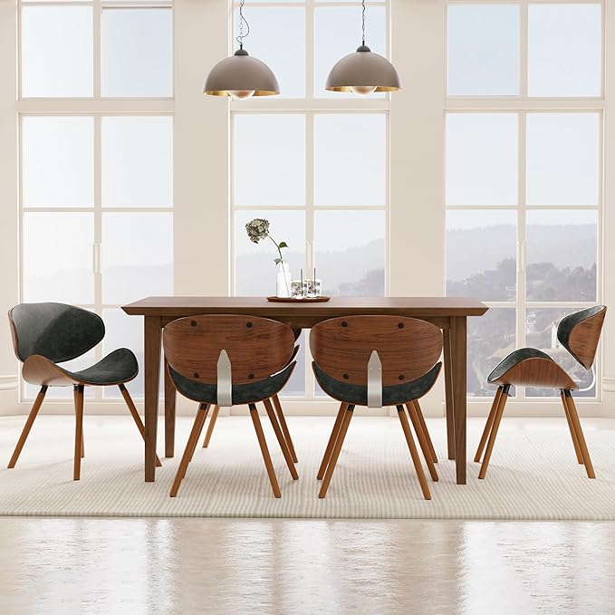 SIMPLIHOME Marana Dining Chair in Distressed Slate Grey Vegan Leather, 20.7 x 21.3 x 29.3 inches, Bentwood Backrest with Contoured Seat for Dining Room or Kitchen