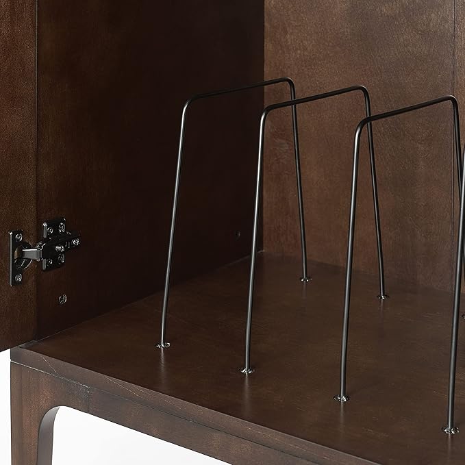 Crosley Furniture Asher Record Player Stand with Storage for Vinyl Records, Dark Brown