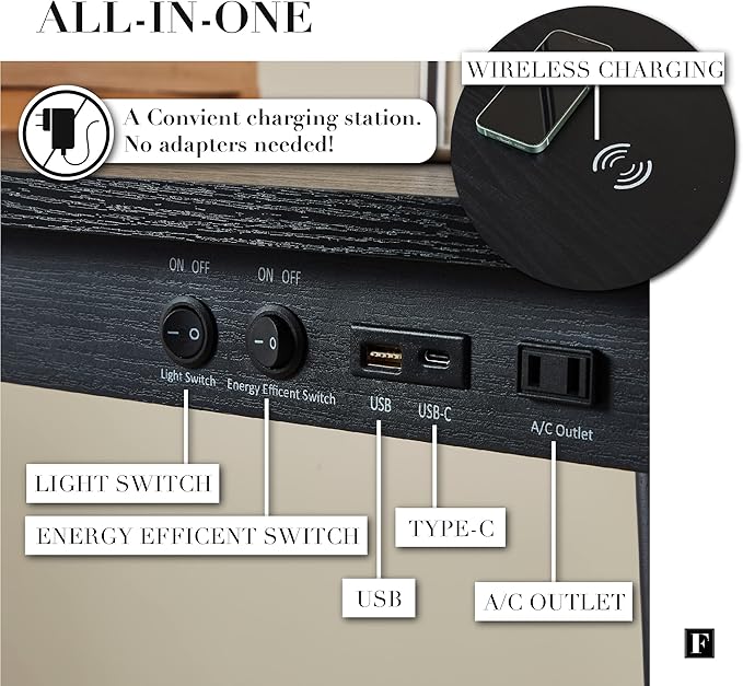 FENLO Future - 39' Modern Desk with USB-C & Qi Wireless Charging Station