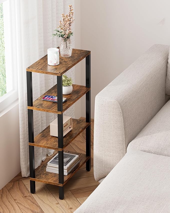 TUTOTAK Small Side Table, Narrow End Table, Skinny Sofa Table, Slim Nightstand, Couch Table, Living Room, Bed Room, Brown TB01BB078