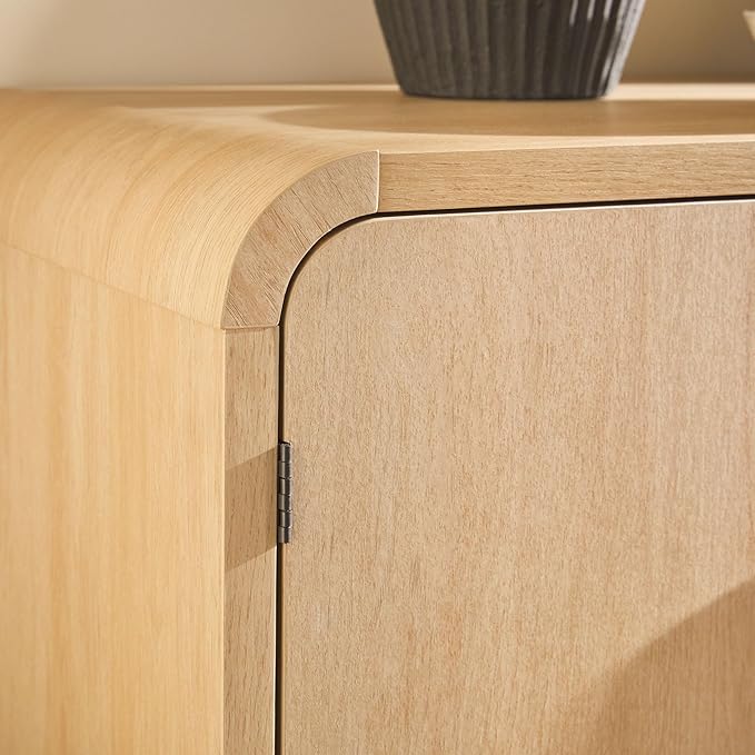 Walker Edison Chantelle Sideboard Buffet with Storage, 64", Coastal Oak