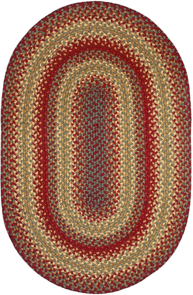 Cider Barn Cranberry Red Oval Braided Rug, Jute, 2x3' - Perfect Country Rustic Decor for Entryway, Kitchen, Everywhere