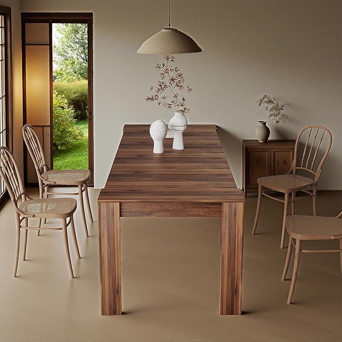 Expandable Dining Table, Convertible Table for Dining Room, Kitchen and Small Spaces, for 2-10 People, Walnut Brown