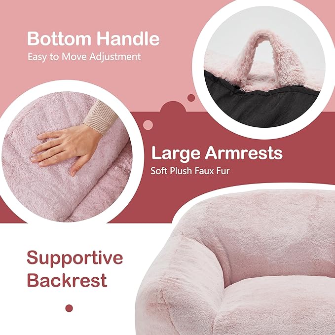 Homguava Bean Bag Chair Bean Bag Chairs for Adults Comfy Beanbag Giant Bean Bag Chair with Spacious Design Bean Bag Couch with Armrest Large Bean Bag Chair with Filler for Living Room Bedroom (Pink)