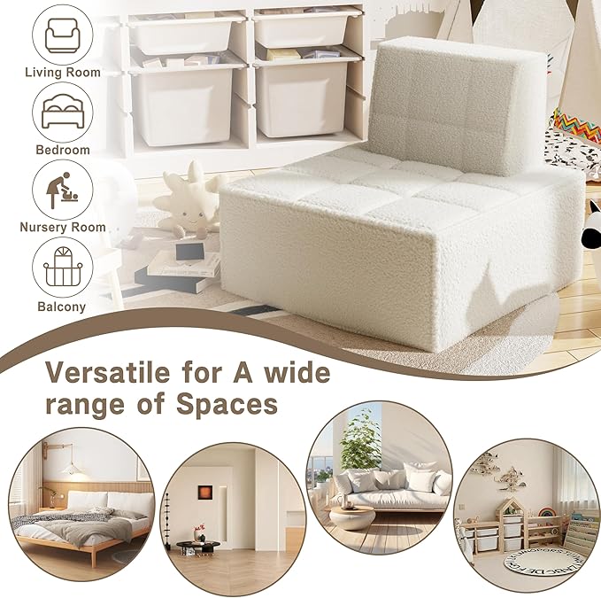 Bean Bag Chair,Accent Chair,Modular Sherpa Sofa Chair,Floor Sofa for Adults,Fireside Chair,Reading Chair for Living Room,Bedroom,Office,Beige