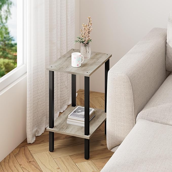 TUTOTAK End Table, Side Table, Nightstand, 2-Tier Storage Shelf, Sofa Side Table for Small Space, Living Room, Bed Room TB01BG034