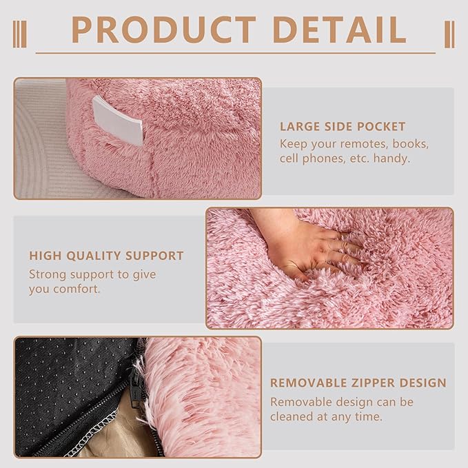 BYBYME Giant Bean Bag Chair, Faux Fur Bean Bag Couch with Filler Large Living Room Bean Bag Chairs for Adults, Big Lazy Sofa Accent Chair with Pocket Floor Chair