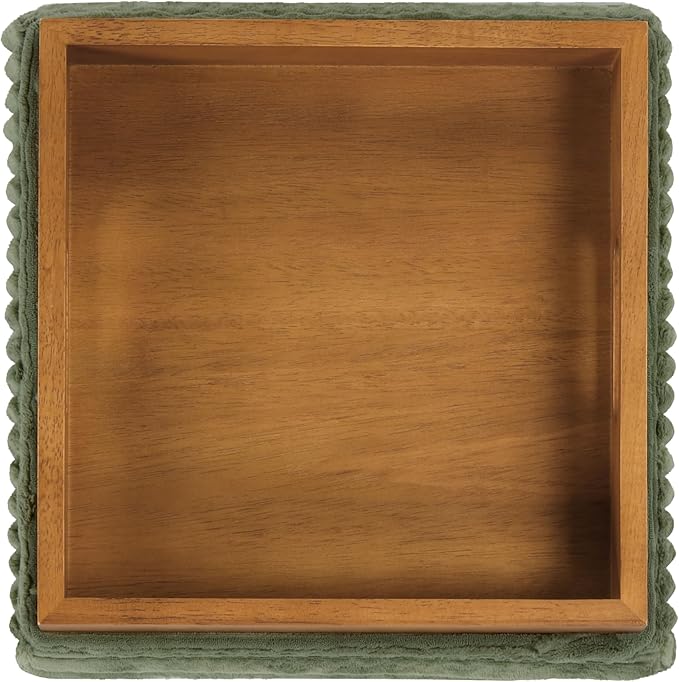 Furniture of America Lennox Modern Chenille 17-inch Square Storage Ottoman with Reversible Tray Top, Upholstered Footstool for Living Room, Bedroom, Entryway, Green