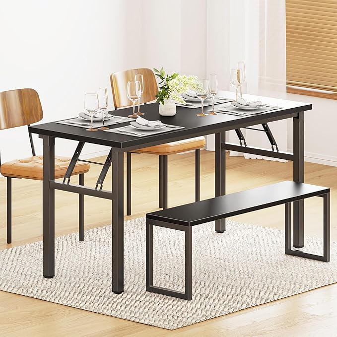 Need Office Computer Desk - 54.3L Sturdy and Heavy Duty Folding Laptop Table,Writing Table/Home Office Desk/Sewing Table,No Assembly Required (Black) AC5CB138