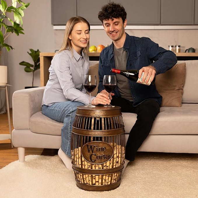 Wine Barrel Table - Cork Catcher Accent Table. Cork Holder Decorative and Storage - 2000 Corks - Regular