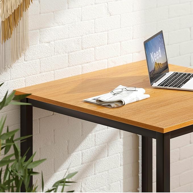 Need Small Computer Desk for Home&Office- 31.5'' Length Small Writing Desk Gaming Desk Students Laptop Use, Teak Color Desktop & Black Frame AC3BB(8060)