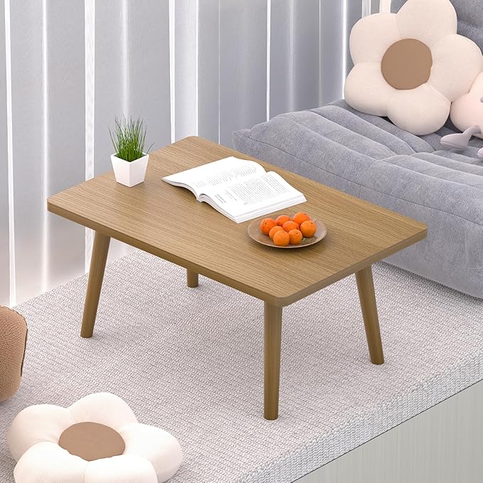 Small Coffee Table for Small Space, Low Table, Floor Table Desk for Sitting on The Floor, Japanese Coffee Table for Living Room, Tatami Tea Tables with Solid Wood Legs, Home Office, Farmhouse, Brown