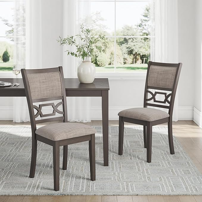 Signature Design by Ashley Wrenning Modern Diamond Patterned Dining Table with 4 Upholstered Chairs and Bench, Set of 6, Gray & Light Gray