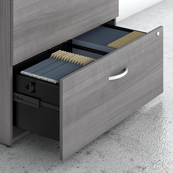 Bush Business Furniture Studio C 2 Drawer Lateral File Cabinet in Platinum Gray - Assembled, Locking Document Storage for Home or Professional Office