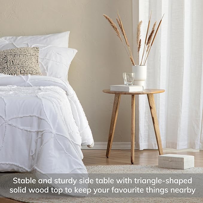 MH London Side Table - Wandsworth Wooden End Table - Exclusively Designed Hand Crafted Small Tables - Contemporary Triangle End Table for Living Room, Bedroom Bedside Tables and Office