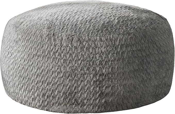 Hobestluk Bean Bag Chair Convertible Beanbag Chairs for Adults, 3 in 1 Bean Bags with Plush Chevron Cover, Adult Bean Bag Chair for Living Room, Bedroom (Grey, Full)