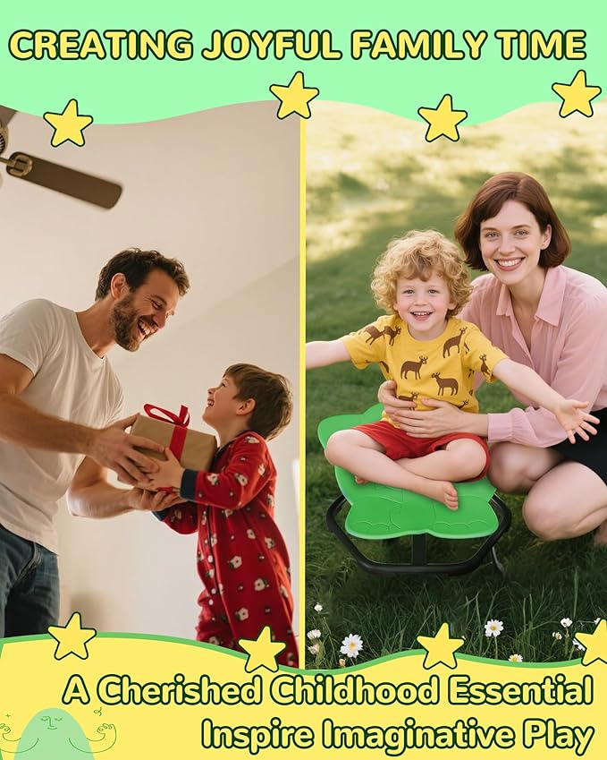 Spinning Chair for Autistic Kids, Sit and Spin, Sensory Toys for Kids with Autism, Toddlers & ADHD Children, Sensory Products Swivel Chair, Dark Green