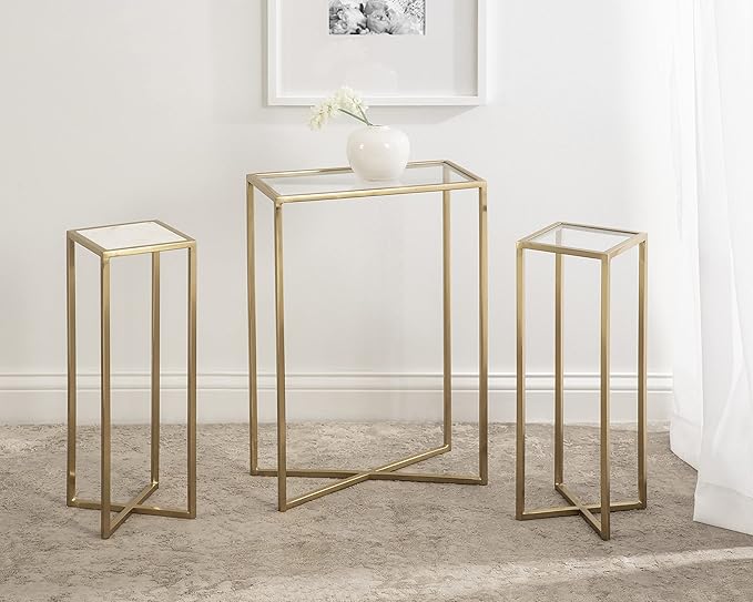 Kate and Laurel Jaspur Modern Drink Table, Gold, Decorative Glam Accent Table for Display and Storage