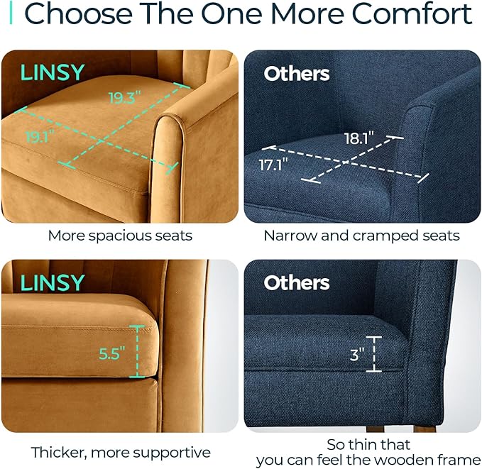 LINSY Swivel Accent Chair with Ottoman: Small Velvet Barrel Chair 360 Swivel Modern Armchair, Upholstered Reading Chair with Footrest for Living Room Bedroom Study Room (Yellow)