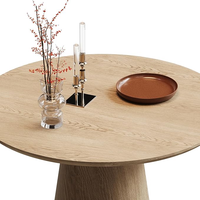 Round Dining Table for 4, 43" Wood Round Kitchen Table, Circle Dining Tables for Kitchen Living Room, Small Spaces