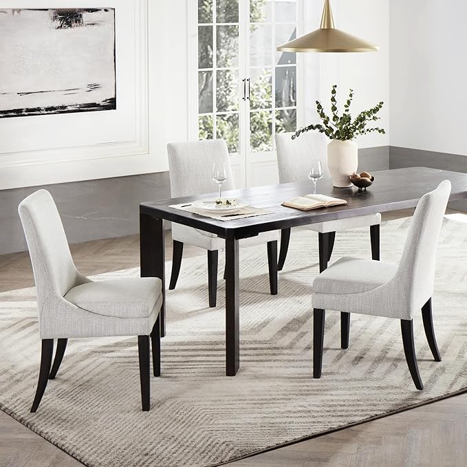 Upholstered Dining Chairs Modern Sidechair Performance Fabric High Back Armlesschair for Diningroom Kitchen,Linen,Set of 4(2 Box)