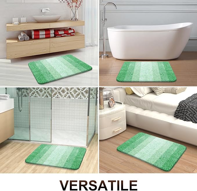 OLANLY Bathroom Runner Rugs 70x24, Extra Soft Absorbent Microfiber Bath Rugs, Rubber Backing, Quick Dry, Machine Washable Bath Mats for Bathroom Floor, Tub and Shower, Home Decor Accessories, Green