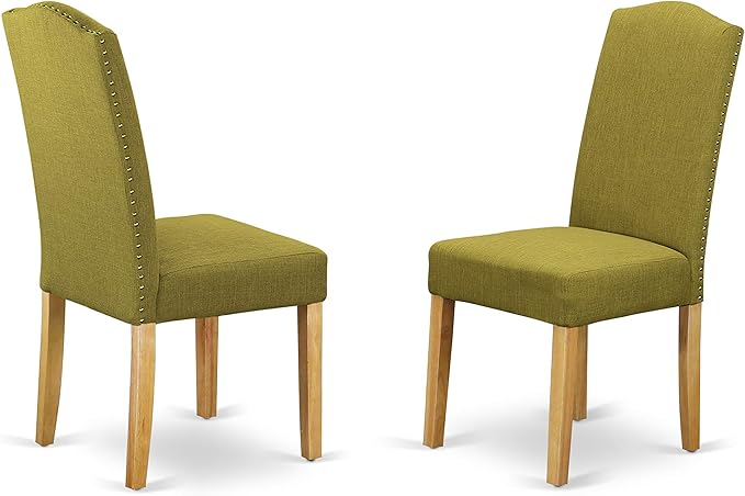 East West Furniture NDEN5-OAK-08 5 Piece Dining Set Includes a Rectangle Dining Room Table with Dropleaf and 4 Linen Fabric Parson Chairs, 30x48 Inch, Oak