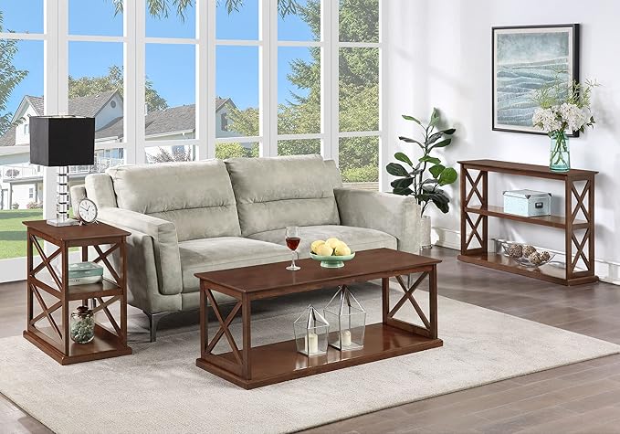 Convenience Concepts Coventry Coffee Table 47" - Farmhouse Center Accent with Storage Shelf for Transitional, Modern Living & Family Room, Espresso