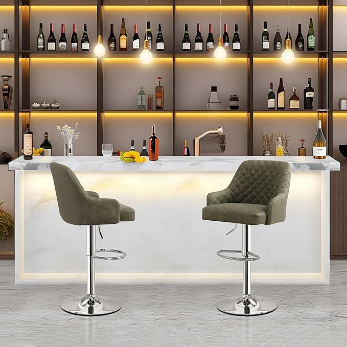 VECELO Adjustable Bar Stools Set of 2, Bar Height Stools for Kitchen Counter