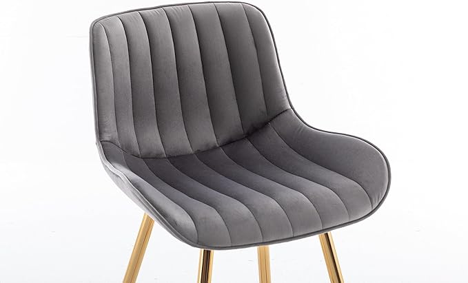 Sidanli Gold Bar Stools, 24” Velvet Barstools, Kitchen Chairs Set of 2 for Counter Height with Back and Footrest, Gray