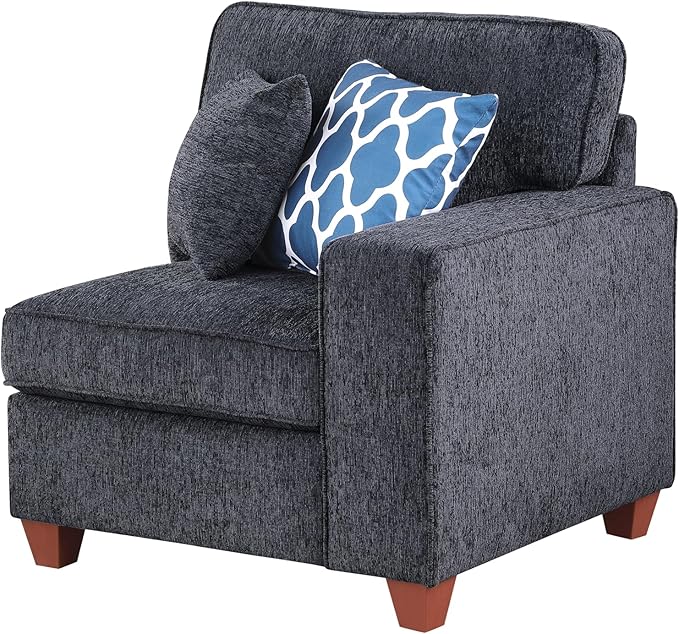 127" L-Shaped Sectional Couch with Movable Ottoman&6 Throw Pillows,7 Seat Chenille Upholstered Sofa W/2 Cup Holder,USB Port&Hidden Storage Box,DIY Combination,for Living Room,Apartment,Dark Gray