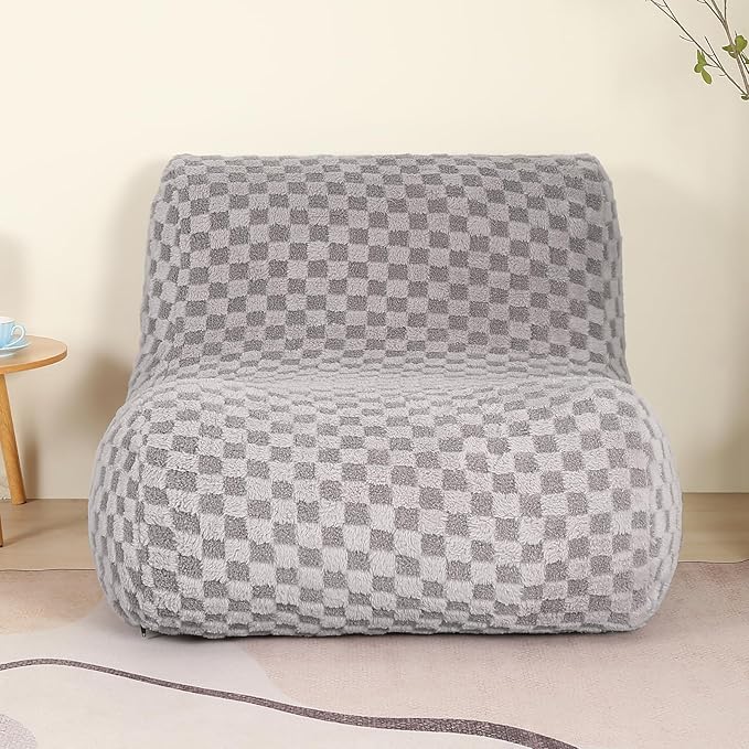 Bean Bag Chairs for Adults, Comfy Floor Sofa with Memory Foam, Giant Bean Bag Couch for Living Room Bedroom Dorm Office, Smoke Grey