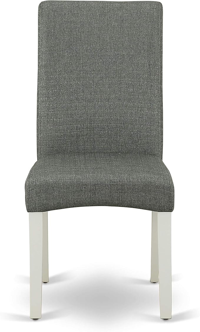 East West Furniture LGDR7-LWH-07 7 Piece Modern Dining Table Set Consist of a Rectangle Wooden Table with Butterfly Leaf and 6 Gray Linen Fabric Parson Dining Chairs, 42x84 Inch, Linen White