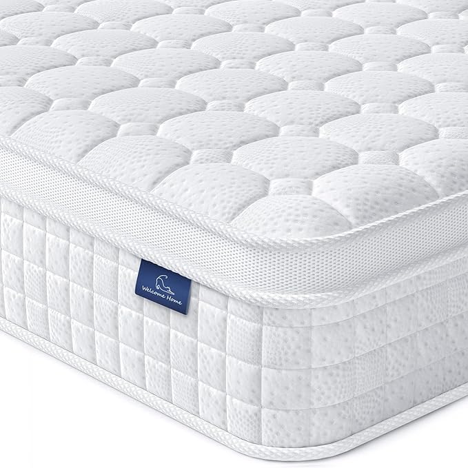 Vesgantti 10 Inch Multilayer Hybrid King Mattress - Multiple Sizes & Styles Available, Ergonomic Design with Memory Foam and Pocket Spring, Medium Firm Feel, White