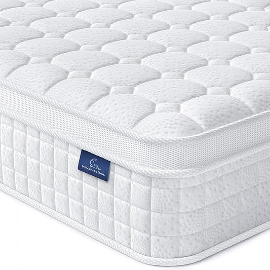 Vesgantti 12 Inch Multilayer Hybrid California King Mattress - Multiple Sizes & Styles Available, Ergonomic Design with Memory Foam and Pocket Spring, Medium Firm Feel, White