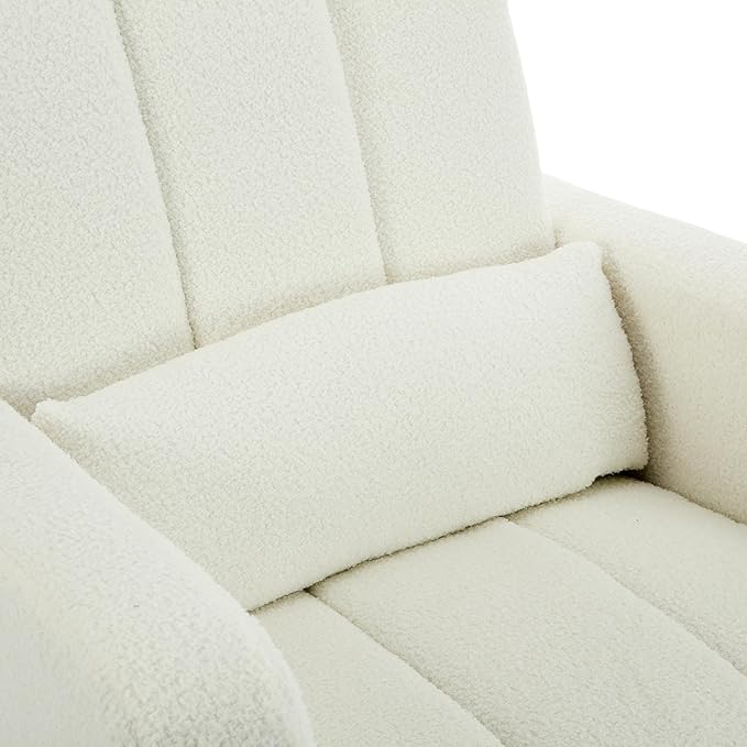 Christopher Knight Home Mapo Wooden Rocking Chair Indoor, Teddy Upholstered Spacious Rocker Chair with Pillow, Comfy Rocking Chair with Armrest for Bedroom, Living Room, Offices, Cream White
